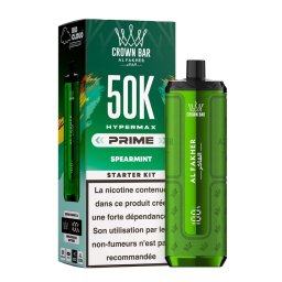 Puff Hypermax Prime 50K Crown Bar Al Fakher Nicotine : 6 mg - Saveur : Spearmint