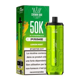 Puff Hypermax Prime 50K Crown Bar Al Fakher Nicotine : 6 mg - Saveur : Lemon Mint