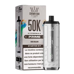 Puff Hypermax Prime 50K Crown Bar Al Fakher Nicotine : 6 mg - Saveur : Ice Blue