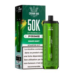 Puff Hypermax Prime 50K Crown Bar Al Fakher Nicotine : 6 mg - Saveur : Grape Mint