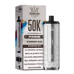 Puff Hypermax Prime 50K Crown Bar Al Fakher Nicotine : 6 mg - Saveur : Blueberry Gum