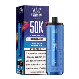 Puff Hypermax Prime 50K Crown Bar Al Fakher Nicotine : 6 mg - Saveur : Blue Razz Lemonade