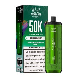 Puff Hypermax Prime 50K Crown Bar Al Fakher Nicotine : 6 mg - Saveur : Blackcurrant Mint