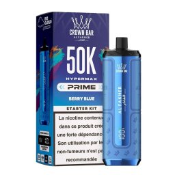 Puff Hypermax Prime 50K Crown Bar Al Fakher Nicotine : 6 mg - Saveur : Berry Blue