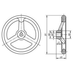 KIPP Volant manuel DIN 950 160 mm aluminium sans poignée, perçage ajusté 16H7 (K0160.0160X16)