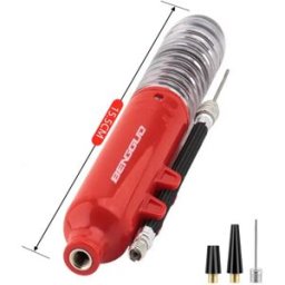 INF Mini pompe à main pour ballons et gonflables avec aiguille et tuyau flexible Rouge