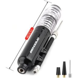 INF Mini pompe à main pour ballons et gonflables avec aiguille et tuyau flexible Le noir