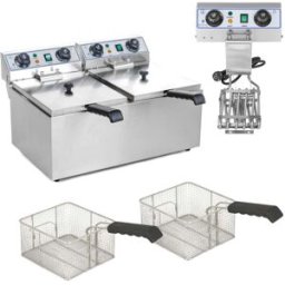 ROYAL CATERING Friteuse Électrique Double Chambre Timer 2x9l