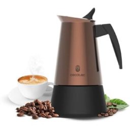 Cecotec Cafetière Italienne Piccolina 200 Bronze. 100ml, 2 Tasses De Café, Acier Inoxydable, Compatible Toutes Surfaces