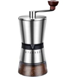 BLVIE Moulin À Café Manuel À Meules En Céramique Avec 8 Réglages De Mouture Ajustable