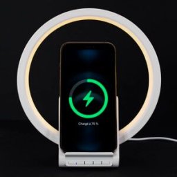 Lampe Chargeur Induction Enceinte - Be Mix - 2 En 1 - Blanc Et Multicolore