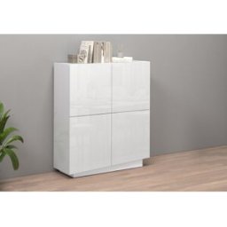 Deladeco Buffet haut moderne blanc brillant Valencia Blanc brillant