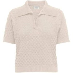 only ONLY Short Sleeved Crochet Knit Polo Shirt crème FR 40 (EU 38)