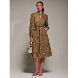 Jolie Moi Jolie Moi Tie Neck Chiffon Midi Dress Brun FR 42 (EU 40)