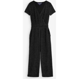 sosandar Sosandar Metallic Sparkle Wrap Front Jumpsuit Noir FR 40 Long (EU 38 L)
