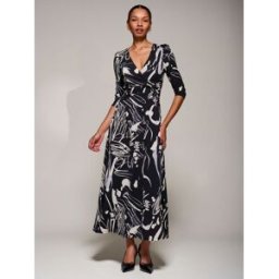 joliemoi Jolie Moi Jersey Ruched Waist Fit & Flare Maxi Dress Noir FR 42 (EU 40)