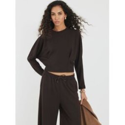 riverisland River Island Premium Batwing Sweatshirt Brun S (FR 38-40)