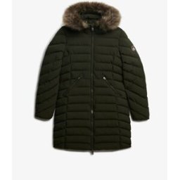 Superdry Fuji Faux Hood Mid Length Coat vert FR 42 (EU 40)