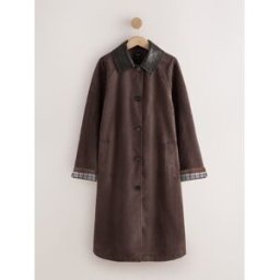 Next trench-coat en Faux suède doublé à carreaux Brun FR 46 (EU 44)