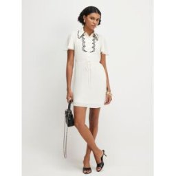 River Island River Island Short Sleeve Scallop Mini Shirt Dress crème FR 48 (EU 46)
