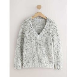 next Pull en grosse maille à col en V et sequins Gris XL Tall (FR 50-52)