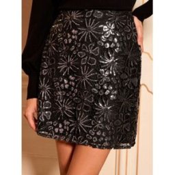 loveroses Love & Roses Sequin Lace Mini Skirt Noir FR 38 (EU 36)