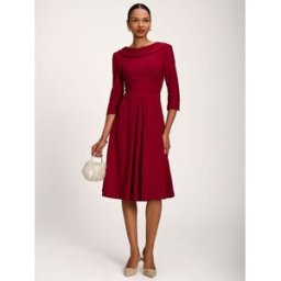 Jolie Moi Jolie Moi Roll Neck ¾ Sleeve Midi Dress rouge FR 42 (EU 40)