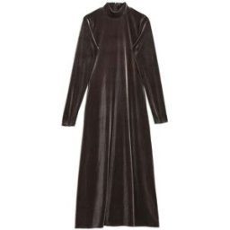 albaray Albaray Velvet Funnel Neck Maxi Brown Dress Brun FR 38 (EU 36)