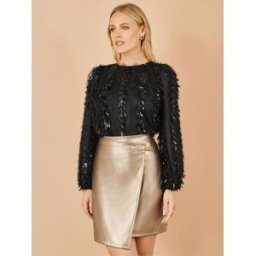 yumi Yumi Faux Leather Wrap Mini Skirt doré FR 40 (EU 38)