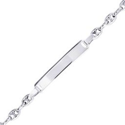 Mon Premier Bijou Gourmette bébé grain de café - Or blanc 9ct