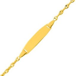 Mon Premier Bijou Gourmette bébé ovale grain de café - Or jaune 18ct