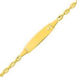 Mon Premier Bijou Gourmette bébé grain de café - diamant & or jaune 18ct