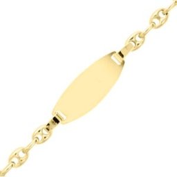 Mon Premier Bijou Gourmette bébé ovale grain de café - Or jaune 9ct