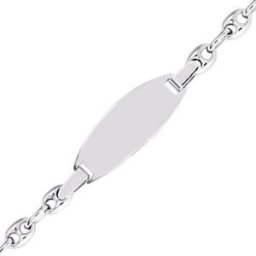 Mon Premier Bijou Gourmette bébé ovale grain de café - Or blanc 9ct