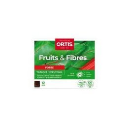 Ortis Fruits & Fibres Forte Favorise le Transit Intestinal 12 Cubes à Mâcher - Boîte 12 cubes