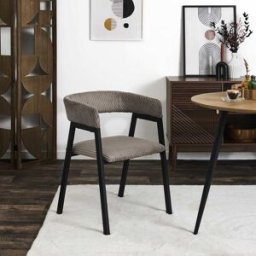 Home Deco Factory - Fauteuil design côtelé Scott taupe/noir - 51,5x71,5x50,5 cm OS