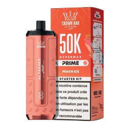 Puff Hypermax Prime 50K Crown Bar Al Fakher (Nicotine : 6 mg - Saveur : Peach Ice)