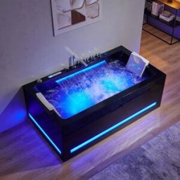 Distribain Baignoire balnéo rectangulaire Millenium Black 64 jets Whirlpool