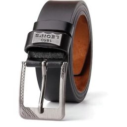INF Ceinture en cuir à boucle ardillon pour hommes - 120 cm - Style rétro Le noir