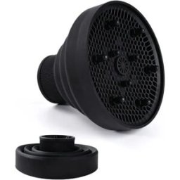 INF Diffuseur pliable en silicone pour sèche-cheveux, coiffage des cheveux bouclés et rangement facile Le noir