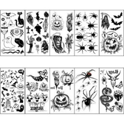 INF Autocollants de transfert à l'eau Halloween multicolores, imperméables et résistants à la transpiration, lot de décoration