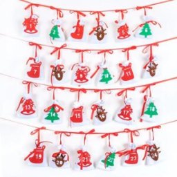 INF Sac cadeau de Noël en feutre multicolore 11x16 cm, calendrier de l'Avent suspendu