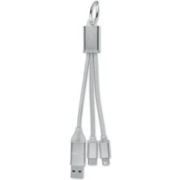 Câble de charge 4 en 1 personnalisé bleu - Objets publicitaires Argent