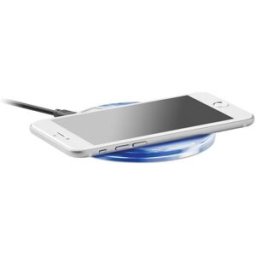 Chargeur sans fil publicitaire rond UVE CHARGING blanc
