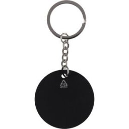 Porte-clés rond en acier inoxydable recyclé Risa noir
