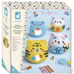 Janod 4 Figurines d'animaux en plâtre à décorer