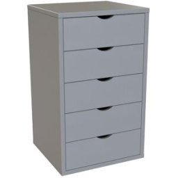 ABC MEUBLES Caisson à tiroirs 5 en bois massif - Gris