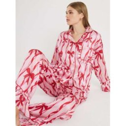 riverisland River Island Matching Family Bow Print Satin Pyjama Set Rose XL (FR 50-52)