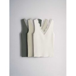 The Set The Set 3 Pack V-Neck Lace Trim Vests vert XL (FR 50-52)