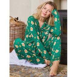 loungeable Loungeable Christmas Gingerbread Jersey Pyjamas Set vert XL (FR 50-52)